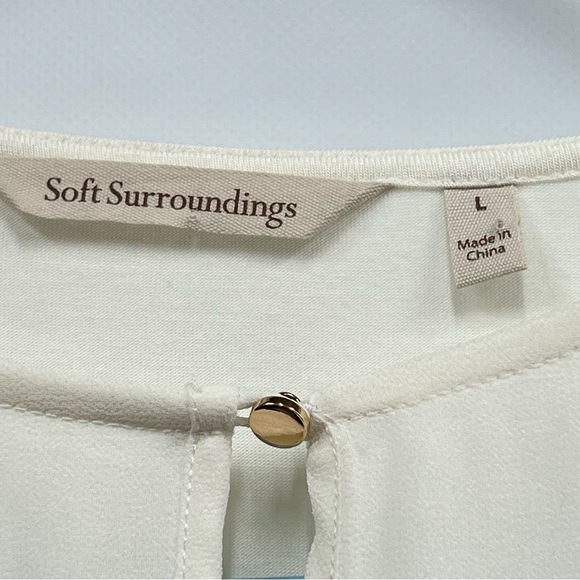 Soft Surroundings large cream overlay sheer top - Picture 3 of 9